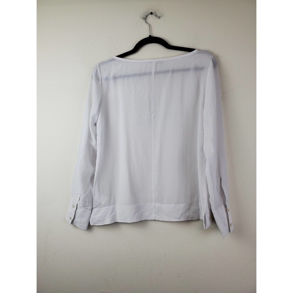 NWT Everlane 0 Womens The Clean Boatneck Blouse SILK top Gray White - Picture 7 of 11